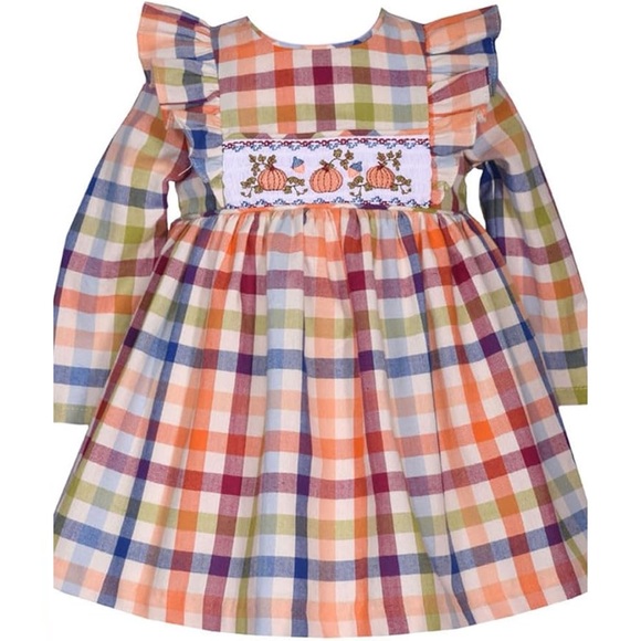 Bonnie Jean / Girls Thanksgiving Dress Fall Autumn Harvest Smocked - Picture 1 of 6